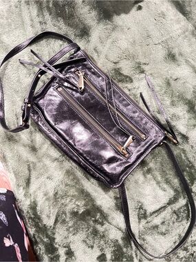 HOBO Black Leather Crossbody with Dual Front Zips